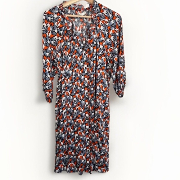 Anthropologie Porridge Giraffe Animal Print Button Front 3/4 Sleeves Dress Sz M - Picture 1 of 12